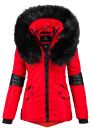 Navahoo Damen Winter Jacke Designer Parka mit Kunstfell B369 Rot Größe XL - Gr. 42