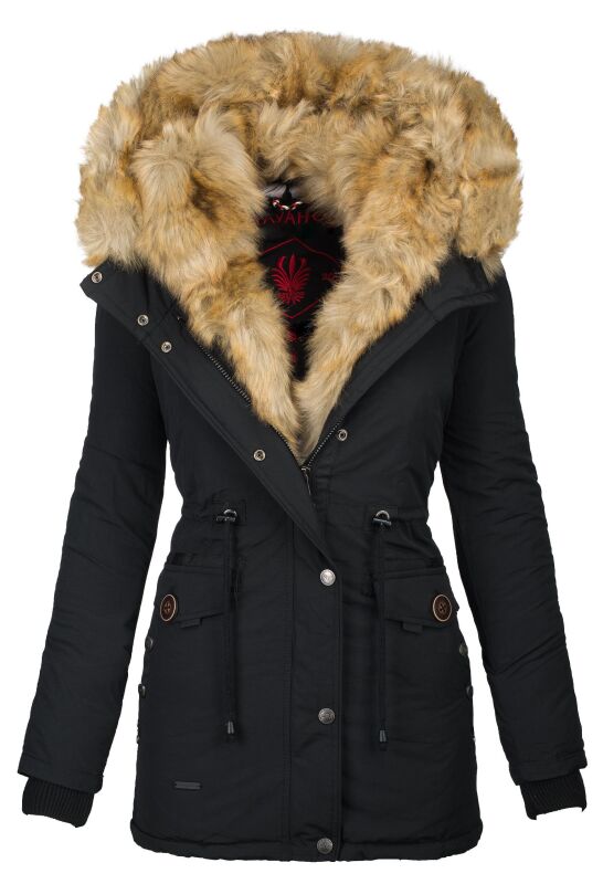Navahoo 2in1 Damen Winter Jacke Parka warm mit Kunstfell B365 Schwarz Größe XXL - Gr. 44
