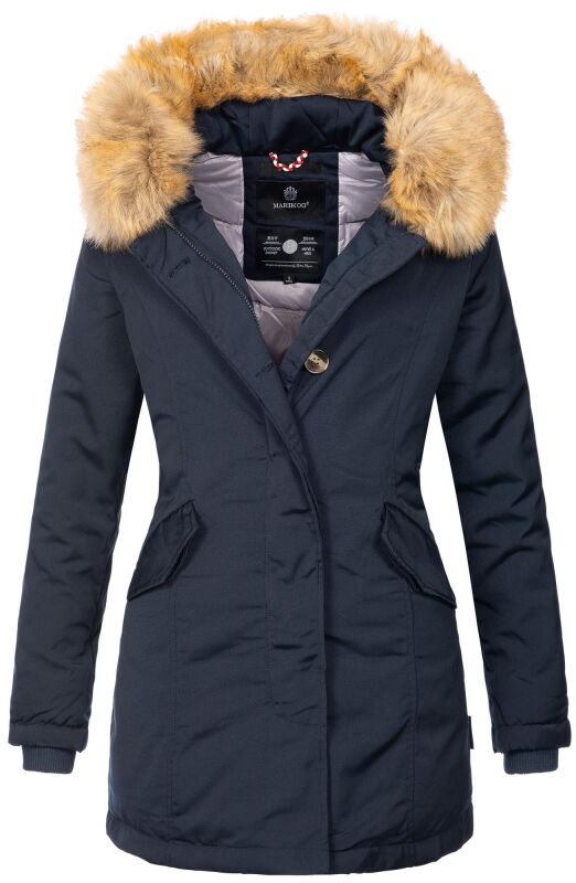 Marikoo Damen Winter Jacke Parka warm gefüttert B362 Dunkelblau Größe S - Gr. 36