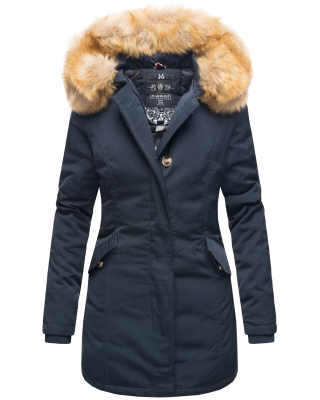 Marikoo Damen Winter Jacke Parka warm gefüttert B362 Dunkelblau Größe XL - Gr. 42