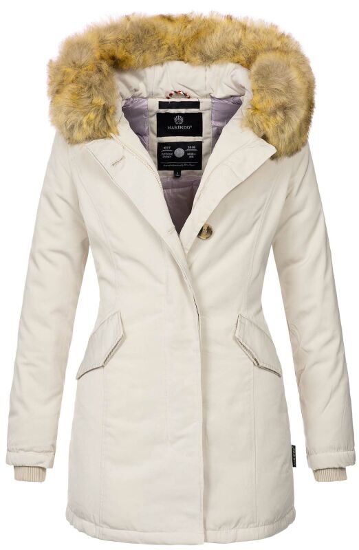 Marikoo Damen Winter Jacke Parka warm gefüttert B362 Beige Größe XS - Gr. 34