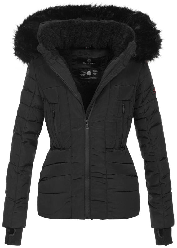 Navahoo Damen Winter Jacke warm gefüttert Teddyfell B361 Schwarz Größe L - Gr. 40