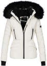 Navahoo Damen Winter Jacke warm gefüttert Teddyfell B361 Weiss Größe XS - Gr. 34