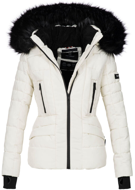 Navahoo Damen Winter Jacke warm gefüttert Teddyfell B361 Weiss Größe S - Gr. 36