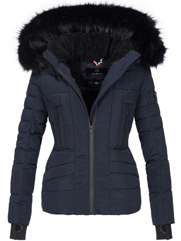 Navahoo Damen Winter Jacke warm gefüttert Teddyfell B361 Navy Größe XS - Gr. 34