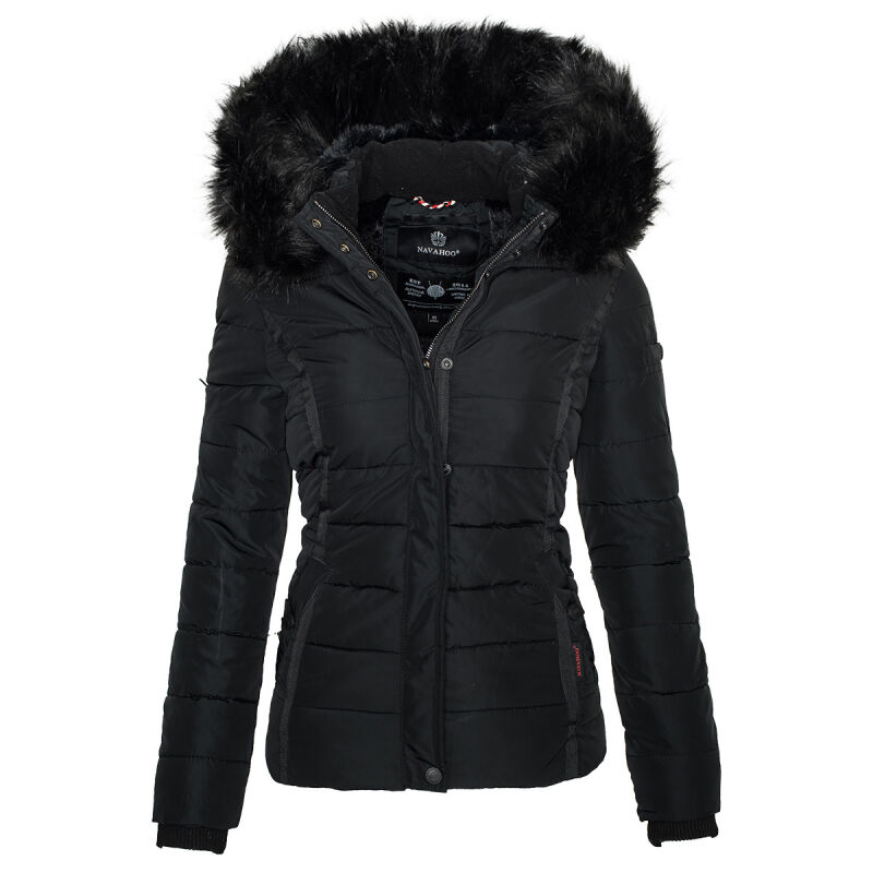 Navahoo Damen Winter Stepp Jacke gefüttert mit Teddyfell B355 Schwarz Größe XS - Gr. 34