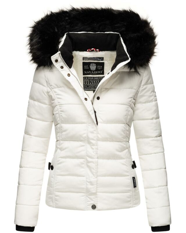 Navahoo Damen Winter Stepp Jacke gefüttert mit Teddyfell B355 Weiss Größe L - Gr. 40