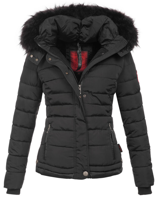 Navahoo warme Damen Winterjacke Kurzjacke gefüttert B301 Schwarz - Black Größe XS - Gr. 34