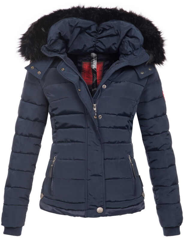 Navahoo warme Damen Winterjacke Kurzjacke gefüttert B301 Navy - Dunkelblau Größe XS - Gr. 34