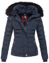 Navahoo warme Damen Winterjacke Kurzjacke gefüttert B301 Navy - Dunkelblau Größe L - Gr. 40