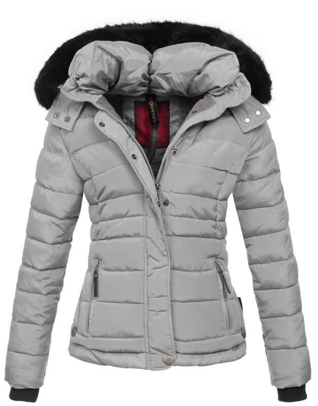 Navahoo warme Damen Winterjacke Kurzjacke gefüttert B301 Grau Größe XS - Gr. 34