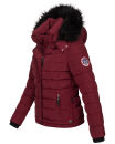 Navahoo warme Damen Winterjacke Kurzjacke gefüttert B301 Bordeaux - Rot Größe XS - Gr. 34