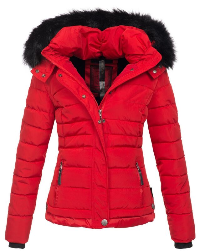 Navahoo warme Damen Winterjacke Kurzjacke gefüttert B301 Rot - Red Größe M - Gr. 38