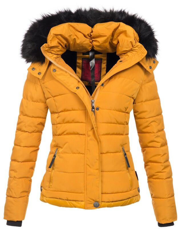 Navahoo warme Damen Winterjacke Kurzjacke gefüttert B301 Gelb - Yellow Größe XS - Gr. 34