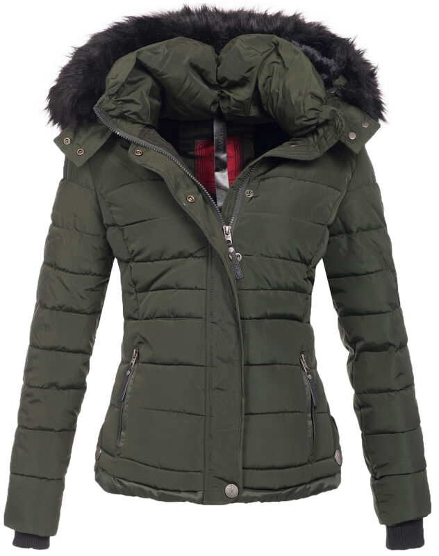 Navahoo warme Damen Winterjacke Kurzjacke gefüttert B301 Olive - Green Größe XS - Gr. 34