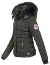 Navahoo warme Damen Winterjacke Kurzjacke gefüttert B301 Olive - Green Größe XS - Gr. 34