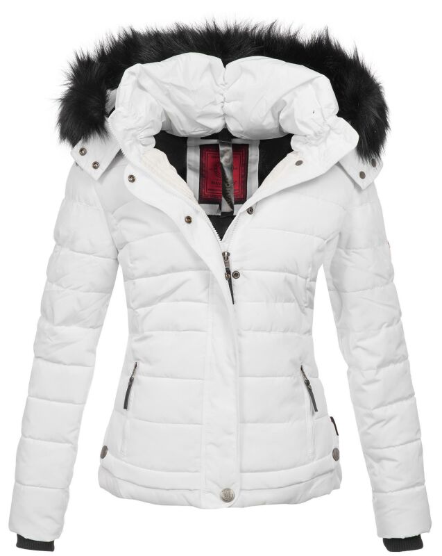 Navahoo warme Damen Winterjacke Kurzjacke gefüttert B301 Weiss Größe S - Gr. 36