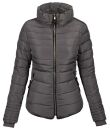 Marikoo Amber Damen Steppjacke Winterjacke B354 Grau Größe L - Gr. 40