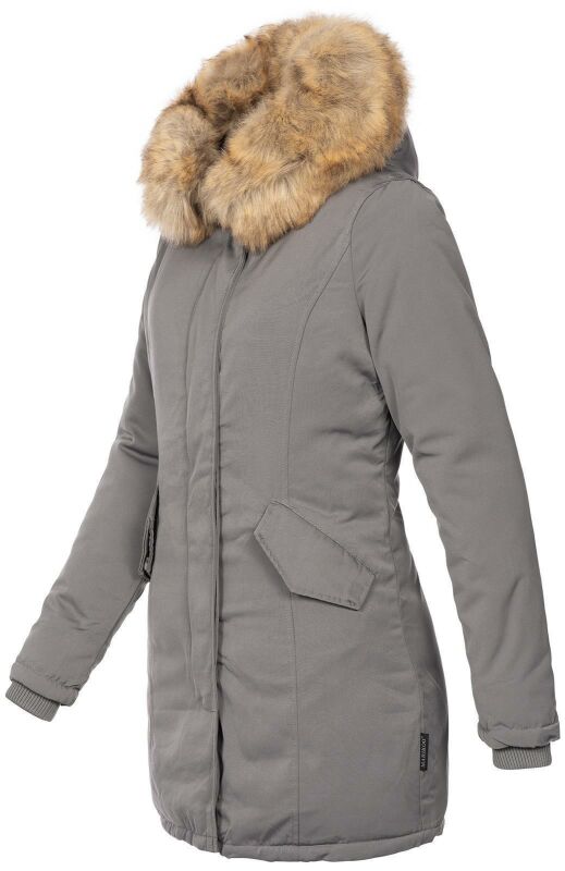 Marikoo Damen Winter Jacke Parka warm gefüttert B362 Grau Größe L - Gr. 40