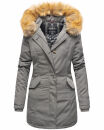 Marikoo Damen Winter Jacke Parka warm gefüttert B362 Grau Größe L - Gr. 40