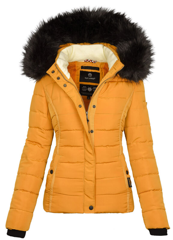 Navahoo Damen Winter Stepp Jacke gefüttert mit Teddyfell B355 Gelb Größe S - Gr. 36