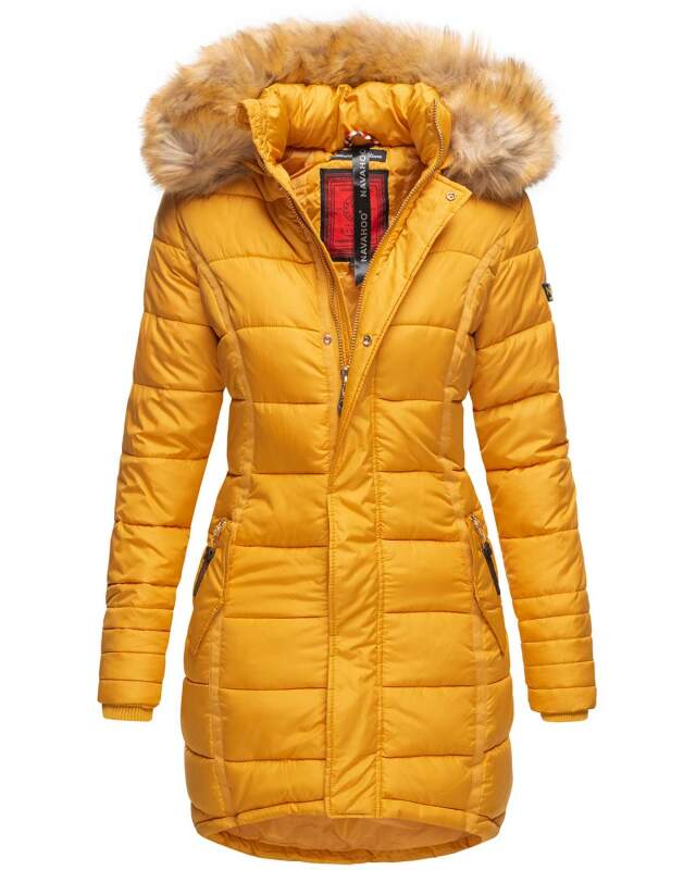 Navahoo Damen Winter Jacke Steppjacke warm gefüttert B374 Gelb Größe M - Gr. 38