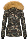 Navahoo warme Damen Winter Jacke mit Kunstfell B392 Camouflage - Army Größe XS - Gr. 34