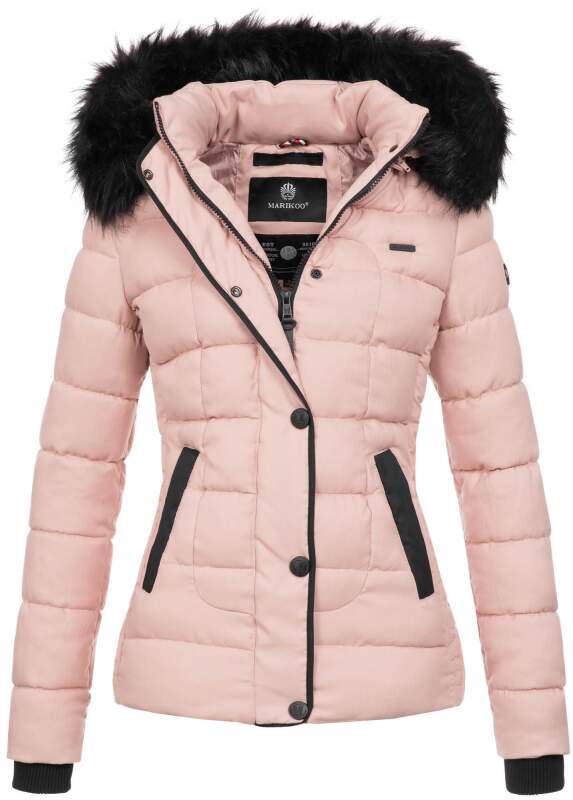 Marikoo warme Damen Winter Jacke Steppjacke B391 Rosa Größe L - Gr. 40