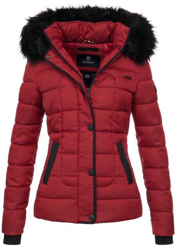 Marikoo warme Damen Winter Jacke Steppjacke B391 Rot Größe XS - Gr. 34