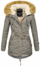 Navahoo warme Damen Winter Jacke mit Teddyfell B399 Grau Größe XS - Gr. 34