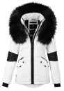 Navahoo Damen Winter Jacke Designer Parka mit Kunstfell B369 Weiß Größe XS - Gr. 34
