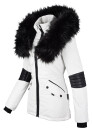 Navahoo Damen Winter Jacke Designer Parka mit Kunstfell B369 Weiß Größe XS - Gr. 34