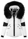Navahoo Damen Winter Jacke Designer Parka mit Kunstfell B369 Weiß Größe M - Gr. 38