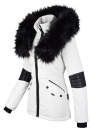 Navahoo Damen Winter Jacke Designer Parka mit Kunstfell B369 Weiß Größe M - Gr. 38
