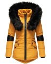 Navahoo Damen Winter Jacke Designer Parka mit Kunstfell B369 Gelb Größe XS - Gr. 34