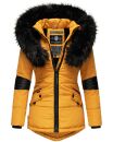 Navahoo Damen Winter Jacke Designer Parka mit Kunstfell B369 Gelb Größe M - Gr. 38