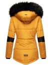 Navahoo Damen Winter Jacke Designer Parka mit Kunstfell B369 Gelb Größe M - Gr. 38