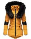Navahoo Damen Winter Jacke Designer Parka mit Kunstfell B369 Gelb Größe S - Gr. 36
