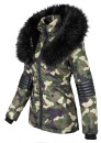 Navahoo Damen Winter Jacke Designer Parka mit Kunstfell B369 Camouflage - Army Größe XS - Gr. 34