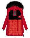 Marikoo warme Damen Winter Jacke Stepp Mantel lang B401 Rot Größe XS - Gr. 34