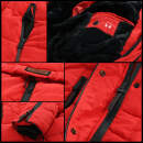 Marikoo warme Damen Winter Jacke Stepp Mantel lang B401 Rot Größe XL - Gr. 42