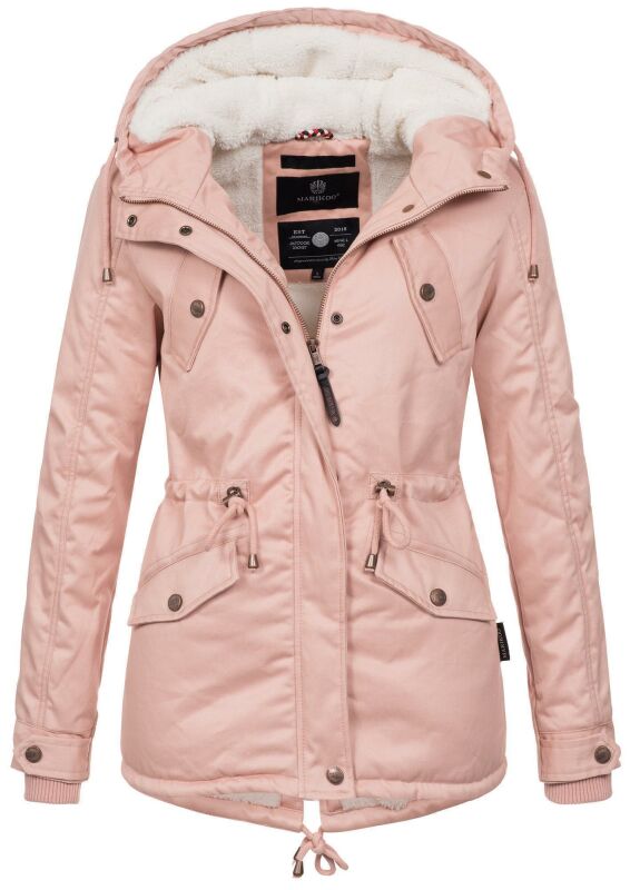 Marikoo Manolya Damen Winter Jacke Parka mit Teddyfell B376 Rosa Größe XS - Gr. 34