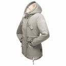 Marikoo Manolya Damen Winter Jacke Parka mit Teddyfell B376 Grau Größe S - Gr. 36
