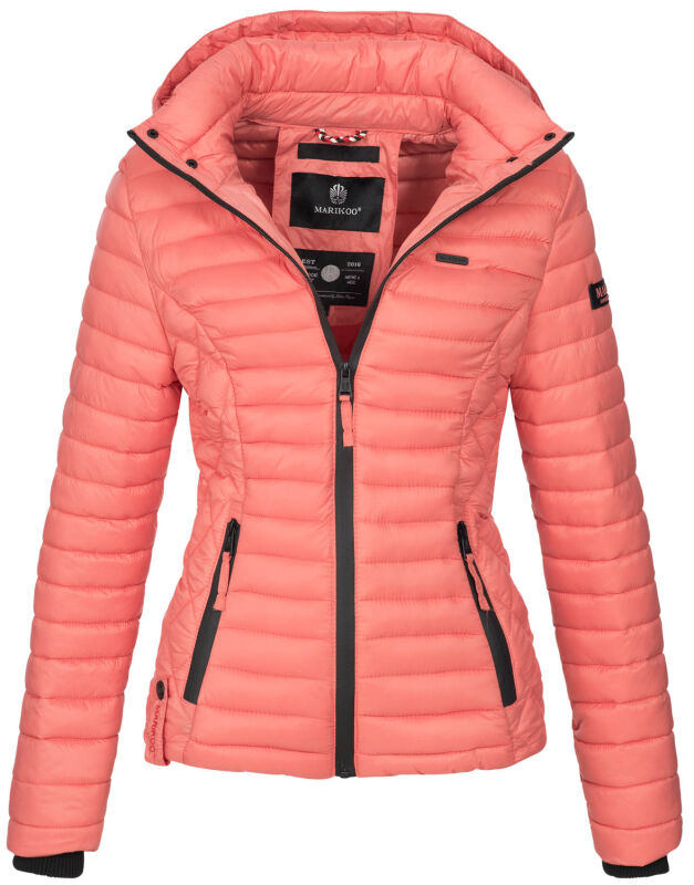 Marikoo Samtpfote leichte Damen Steppjacke B600 Coral Größe L - Gr. 40
