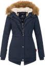 Marikoo Akira warme Damen Winter Jacke mit Kapuze B601 Navy Größe XS - Gr. 34