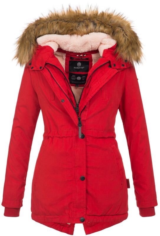 Marikoo Akira warme Damen Winter Jacke mit Kapuze B601 Rot Größe XS - Gr. 34