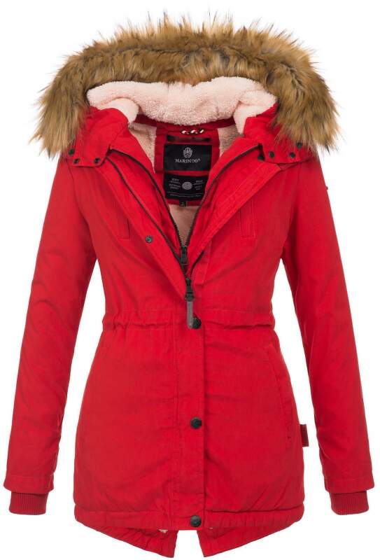 Marikoo Akira warme Damen Winter Jacke mit Kapuze B601 Rot Größe L - Gr. 40