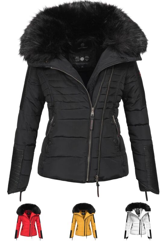 Navahoo Yuki Damen Winterjacke gesteppt warm  mit Teddyfell B604