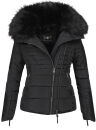 Navahoo Yuki Damen Winterjacke gesteppt warm  mit Tedyfell B604 Schwarz Größe M - Gr. 38