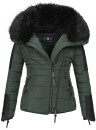 Navahoo Yuki Damen Winterjacke gesteppt warm  mit Tedyfell B604 Dunkel Grün Größe XS - Gr. 34